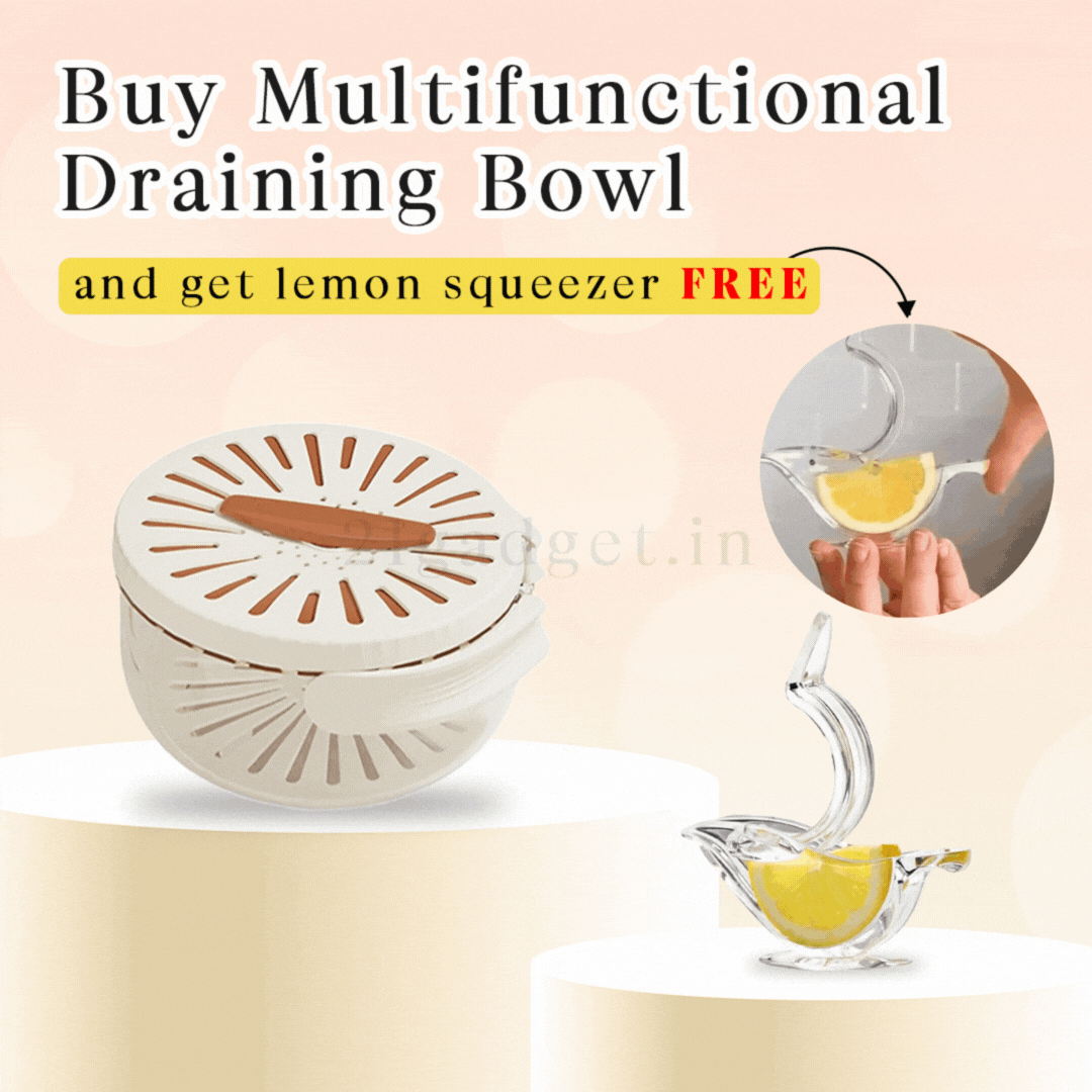 Multifunctional Draining Bowl with foldable handle & FREE Cutest bird Lemon Squeezer✨