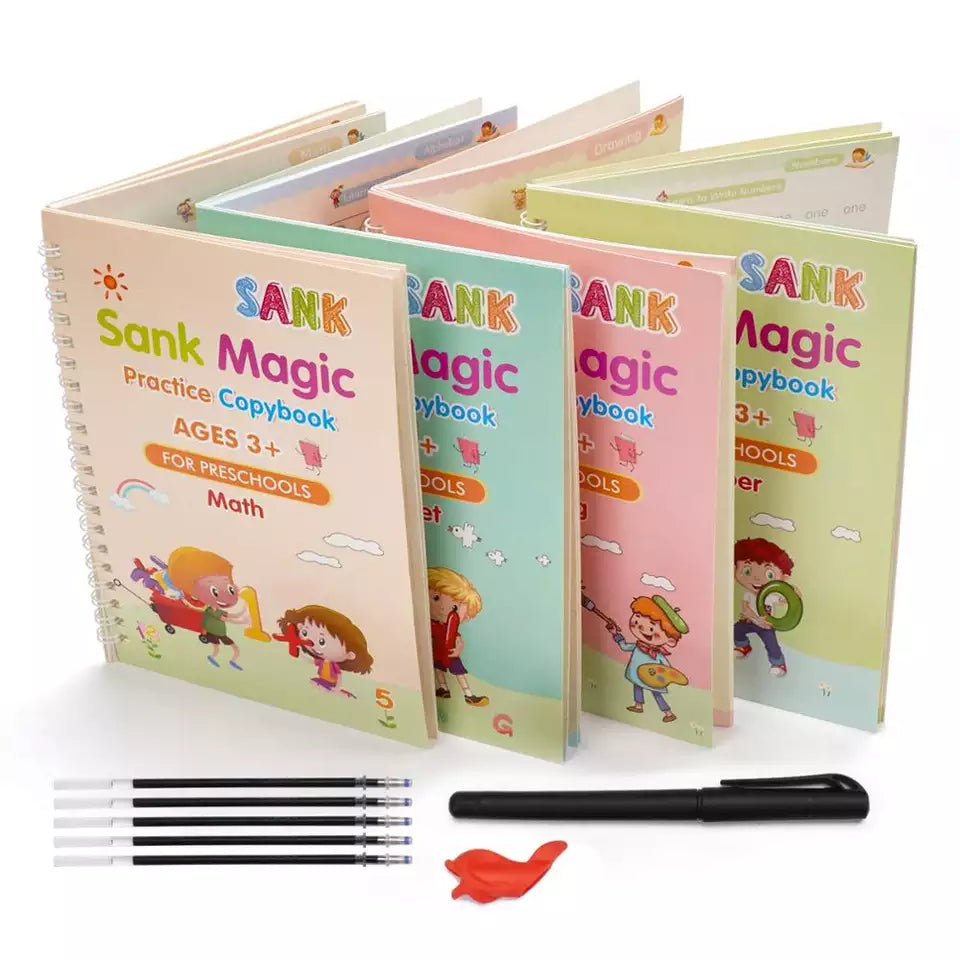 Reusable Magic Book Combo - Buy 1 set & Get 1 set FREE ( 8 Book + 20 Refill+2 Pen+2 Grip )