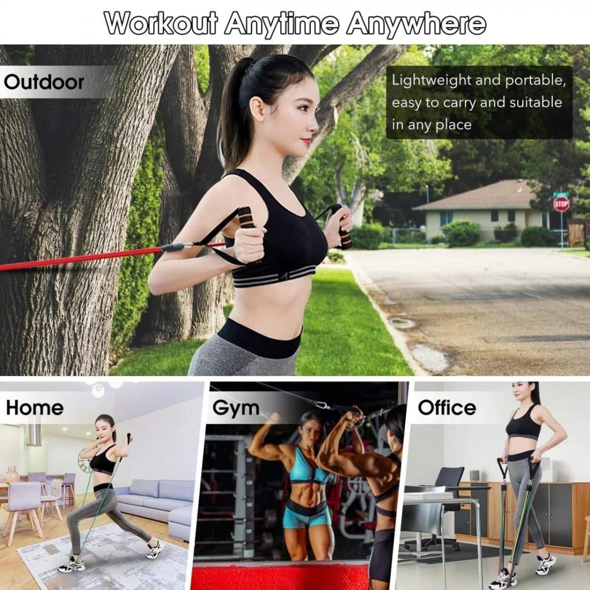 Fitness Bands-Workout Bands with Handles, Door Anchor, Ankle Straps, Training Tubes Practical Exercise Bands, Training Equipment for Arm Leg Training Gym Home Exercises