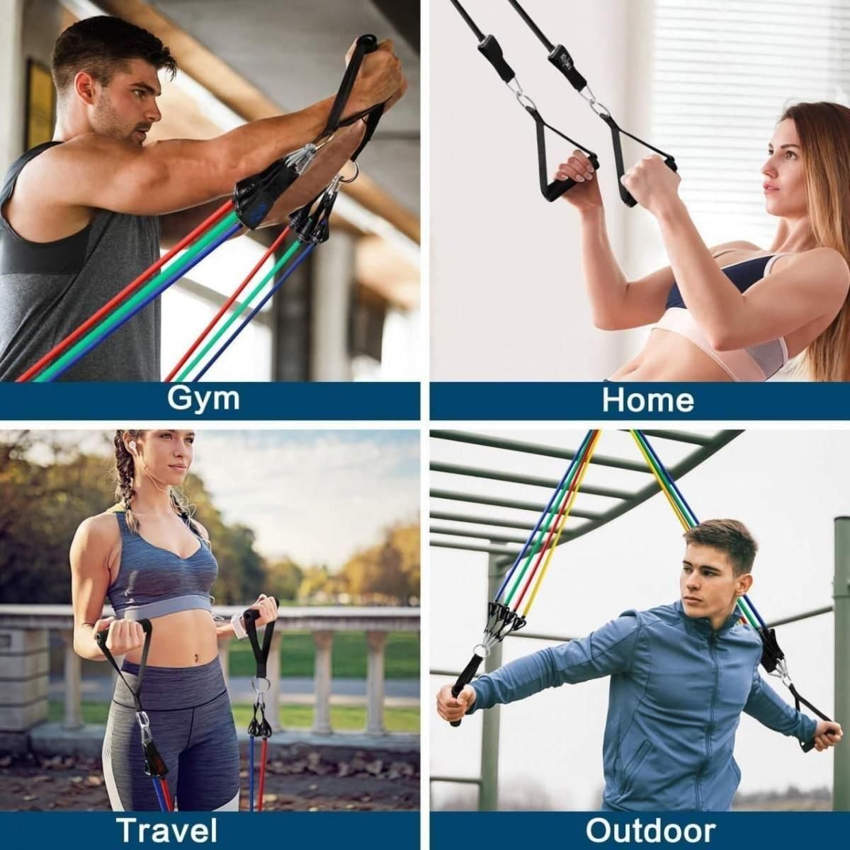 Fitness Bands-Workout Bands with Handles, Door Anchor, Ankle Straps, Training Tubes Practical Exercise Bands, Training Equipment for Arm Leg Training Gym Home Exercises