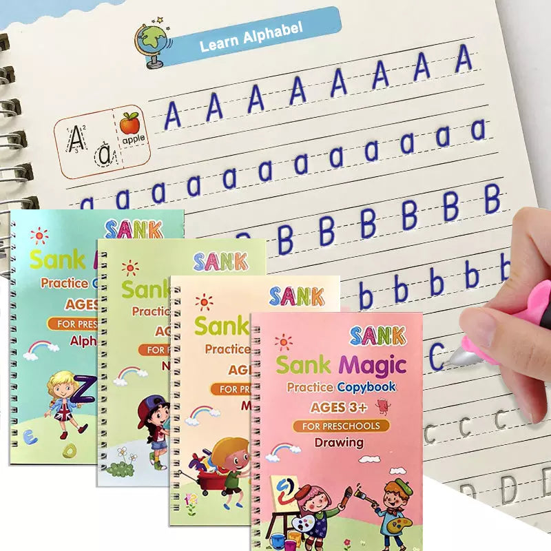 Reusable Magic Book Combo - Buy 1 set & Get 1 set FREE ( 8 Book + 20 Refill+2 Pen+2 Grip )