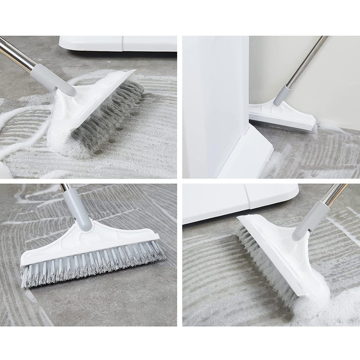 Floor Brush- 2 In 1 Long Handle Wiper Stiff Bristle Floor Brush