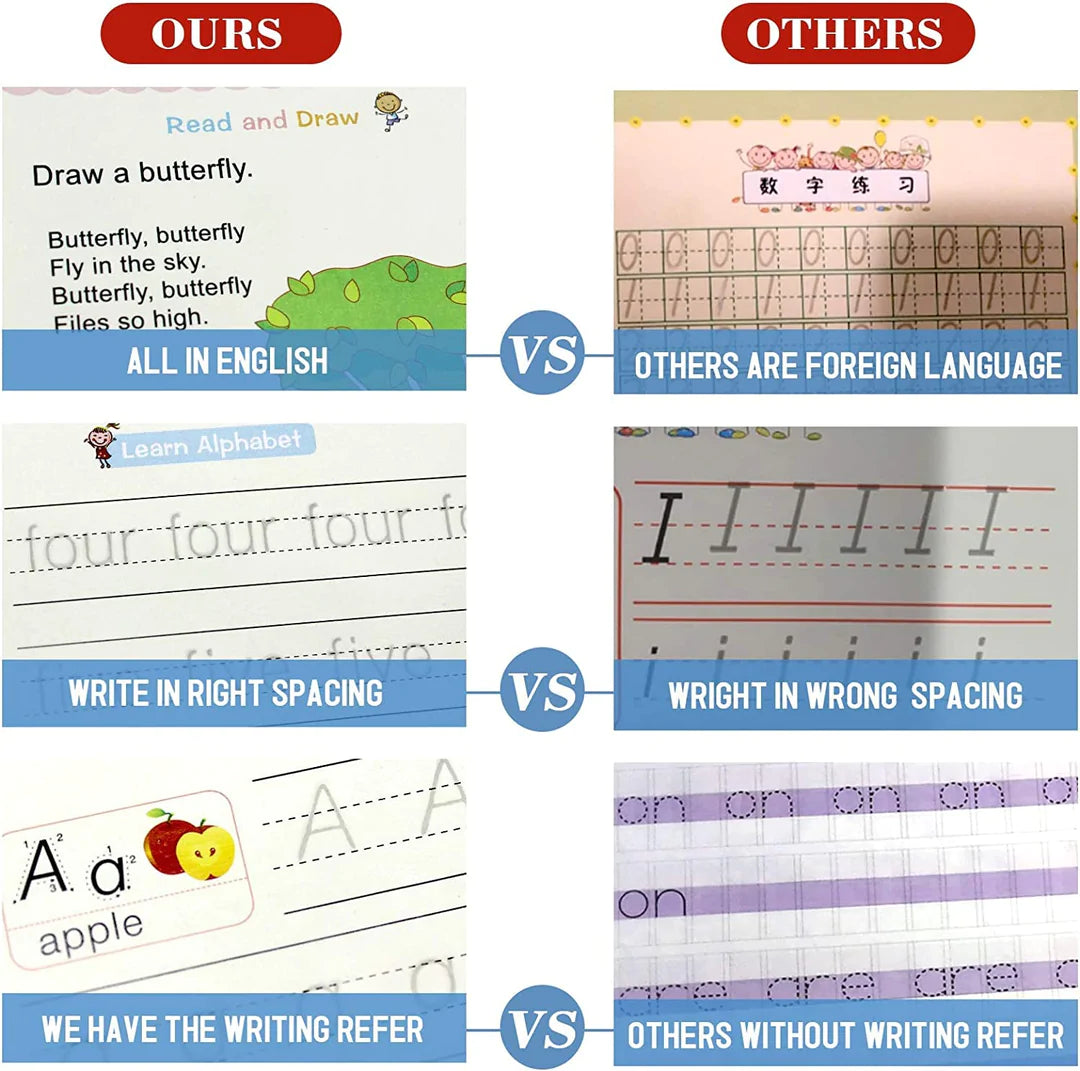 Reusable Magic Book Combo - Buy 1 set & Get 1 set FREE ( 8 Book + 20 Refill+2 Pen+2 Grip )