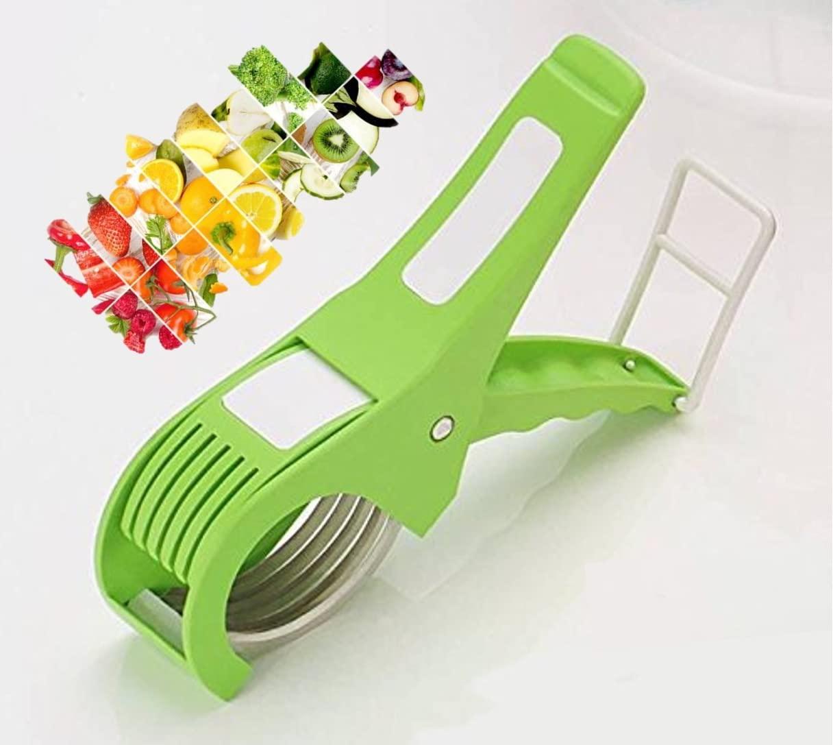 Plastic Vegetable Cutter Vegetable Chopper Veg Cutter Bhindi Cutter Multi Cutter (Green)