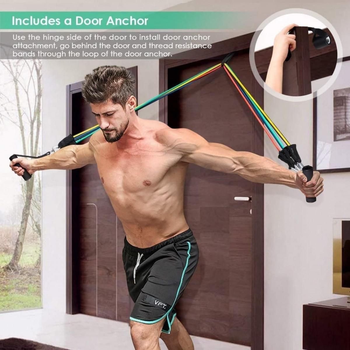 Fitness Bands-Workout Bands with Handles, Door Anchor, Ankle Straps, Training Tubes Practical Exercise Bands, Training Equipment for Arm Leg Training Gym Home Exercises