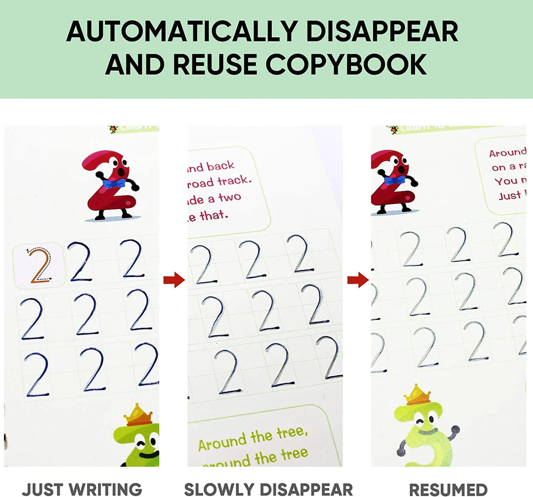 Reusable Magic Book Combo - Buy 1 set & Get 1 set FREE ( 8 Book + 20 Refill+2 Pen+2 Grip )