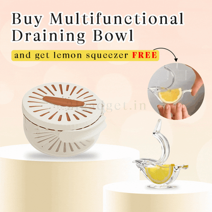 Multifunctional Draining Bowl with foldable handle & FREE Cutest bird Lemon Squeezer✨