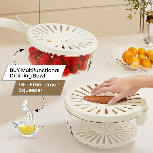 Multifunctional Draining Bowl with foldable handle & FREE Cutest bird Lemon Squeezer✨