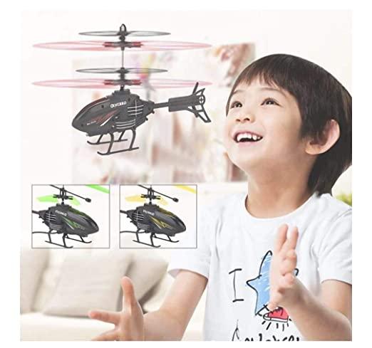 Induction Type 2-in-1 Black Flying INDOOR Helicopter with Hand Gesture Remote for Kids