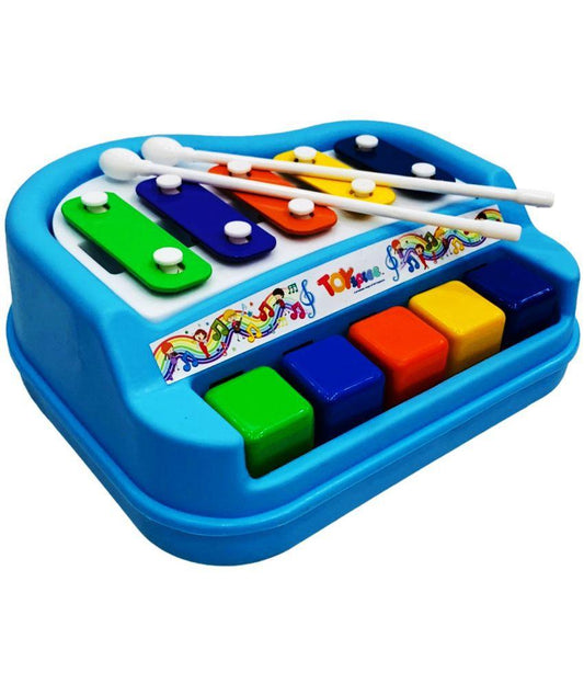 TOY KINGDOM 2 in 1 Baby Piano Xylophone Toy for Toddlers 1-3 Years Old, 5 Multicolored Key Keyboard Xylophone Piano, Musical Piano Toy Baby Kids