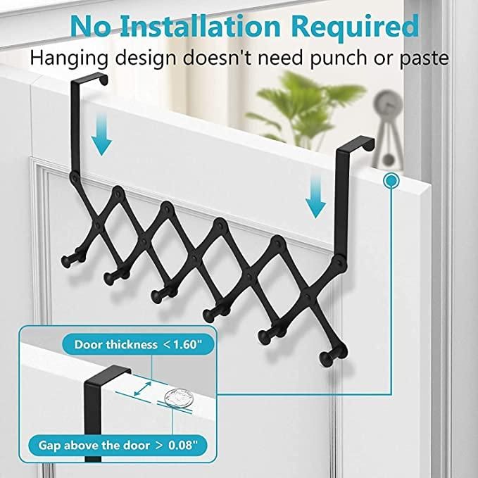 Cloth Hanger- Alloy Steel Hooks for Clothes Hanging Over The Door Hanger, Cloth Hanger for Door, Door Hooks for Clothes ( 6 Hooks )(1 Pcs)